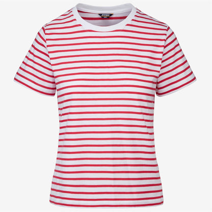 AMALIA STRIPES - T-shirts et hauts - T-shirt - Femme - White-Red Berry